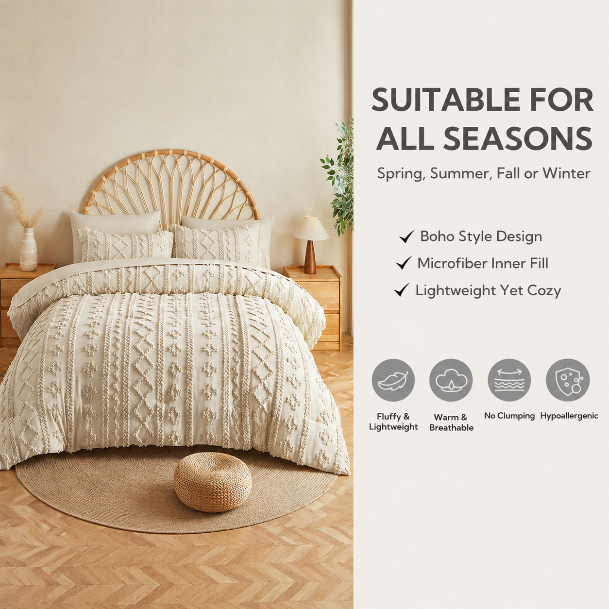 Boho Deluxe Tufted Comforter & Quilt Cover Set