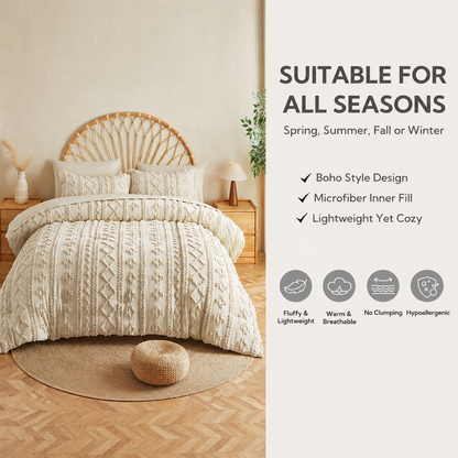 Boho Deluxe Tufted Comforter & Quilt Cover Set