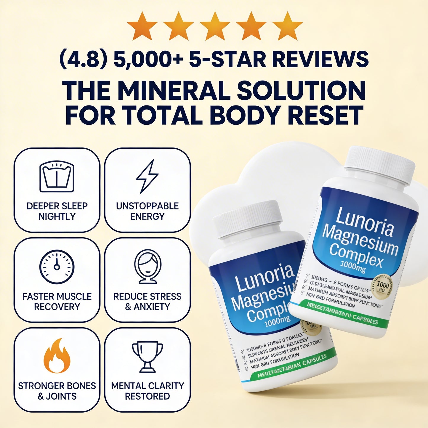 Lunoria™ Magnesium Complex 1000mg | 8 Forms for Sleep, Bones & Energy